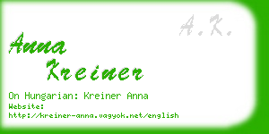 anna kreiner business card